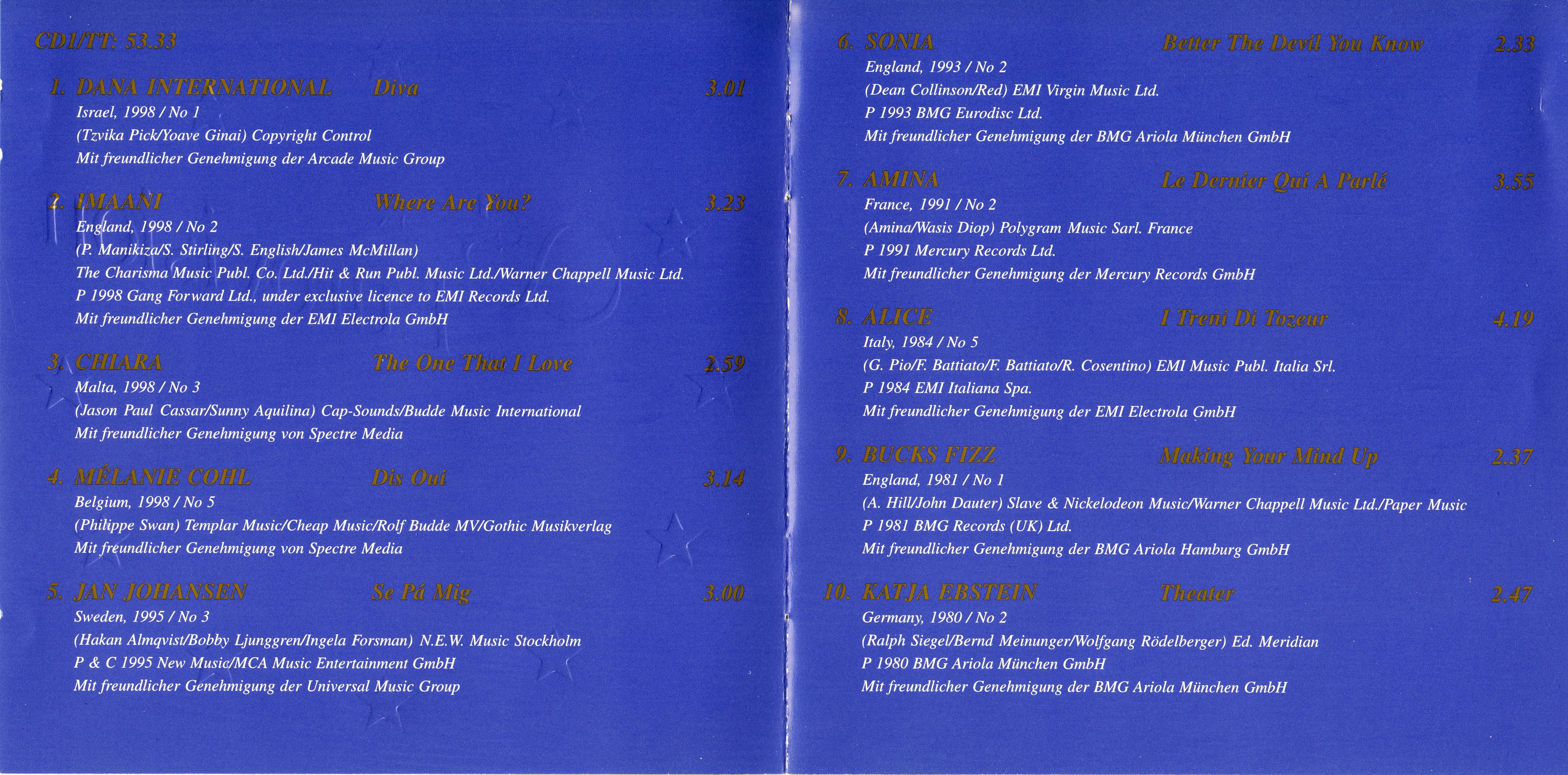 Eurovision Song Contest  Stars Of Eurovision : Booklet 2